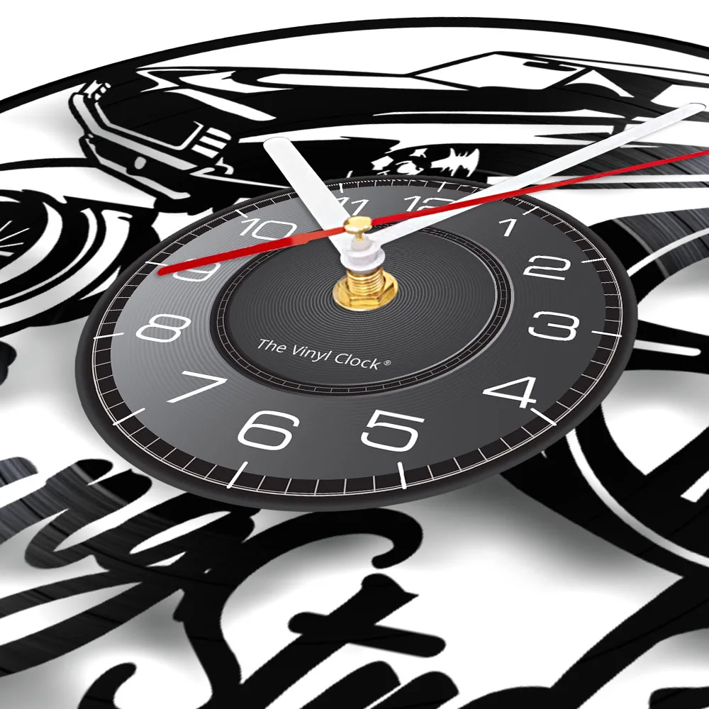 American Classic Car Vinyl Record Wall Clock For Garage Turning Studio Auto Wheel Tyre Sport Rim Carved Music Album Retro Clock
