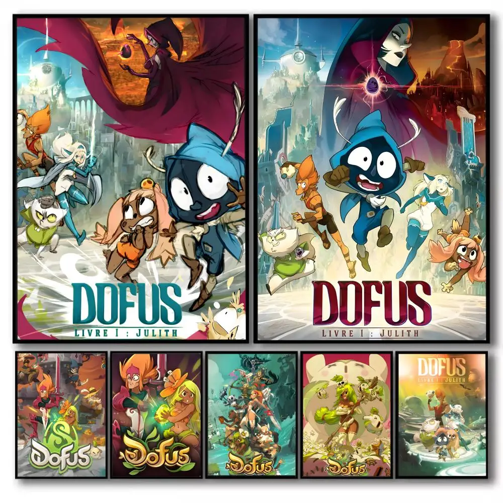 D-DOFUS Game Poster Stickers Self-Adhesive Painting Mural Decor Wall Decals for Bedroom Living Room Home HD Gift