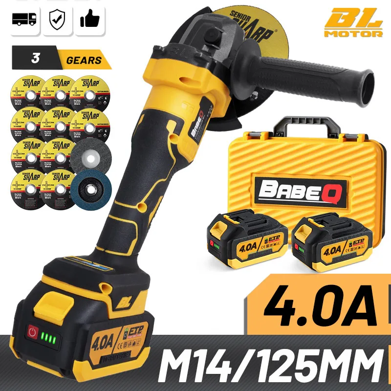 125MM 21V Brushless Wireless Angle Grinder Rechargeable  3 Gear Electric Charging Grinder Cutting Machine For Makita 18V Battery