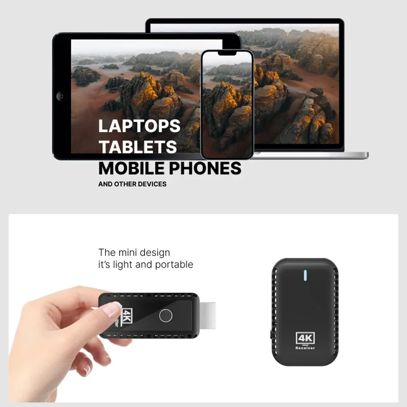 30M Wireless Video Transmitter and Receiver Extender Display Adapter Dongle 4K 5G for PS4 PC To TV Monitor Projector Stick