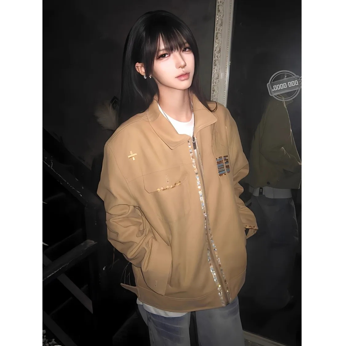 

Loose Vintage Workwear Jaet for Couples Men'sNSTNEW START Sprout Plan Glowing Design Youthful Polyester Fiber Jaet