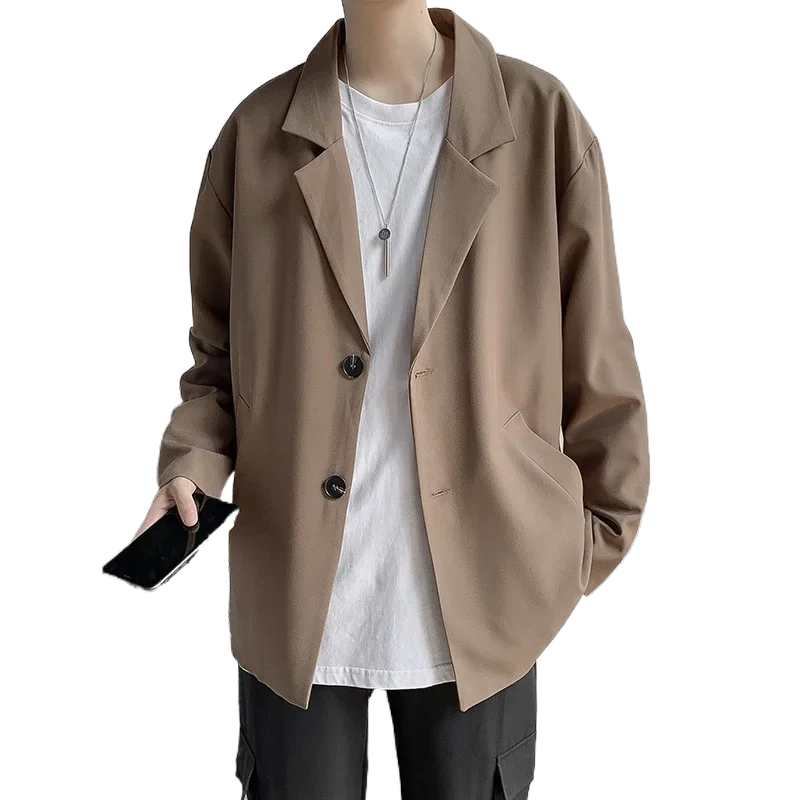 

2023 New Casual Suit Coat Men's Spring and Autumn Trend Loose Fit Large Solid Color Versatile Fashion Suit Top