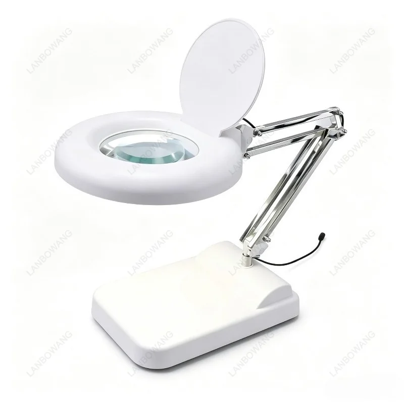 Desktop LED Magnifier Lamp 5 Foldable High Definition 10X 30X For Phone Welding Repair Reading Jewelry Appraisal Carving Beauty
