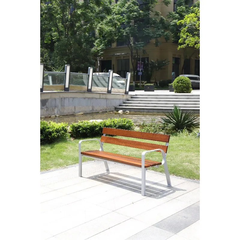 تصميم جديد مخصص من الخشب الصلب للتذكاري في الهواء الطلق مع مساند للذراعين عالية الجودة تاون بارك حديقة شارع الانتظار #4
