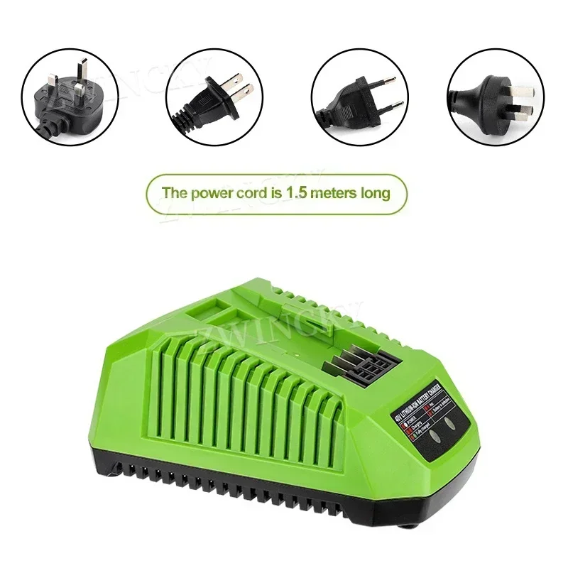 Caricabatteria per batteria agli ioni di litio Greenworks 40V 29482 29462 29472 caricabatteria per utensili elettrici con porta USB spina EU/US/UK/AU