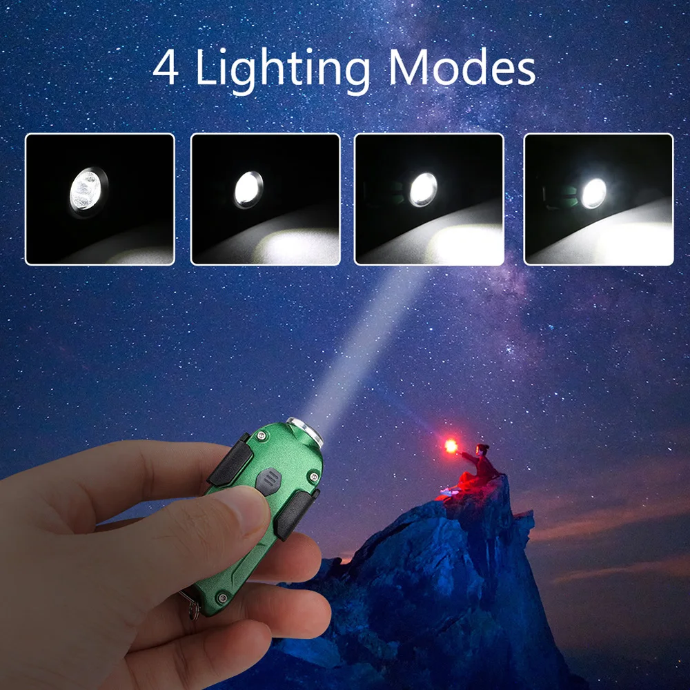 Mini LED Working Light Portable Pocket Flashlight USB Rechargeable Keychain Light Outdoor Camping Hiking COB Lantern Lamp