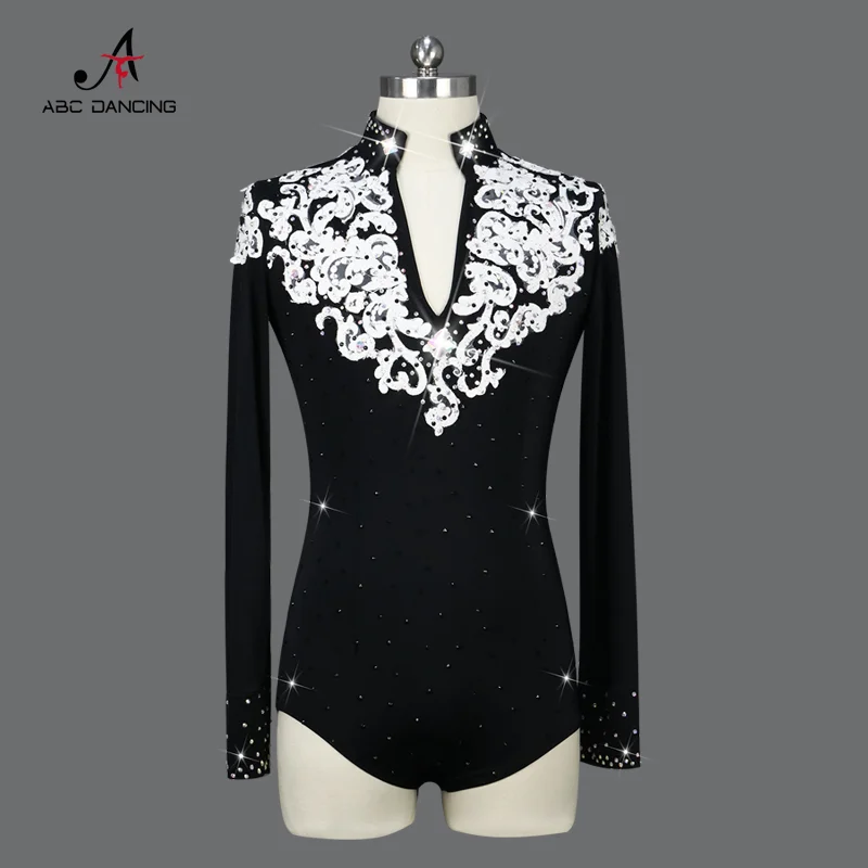 Vêtements de danse latine pour hommes noirs, costume de performance, vêtements de sport pour enfants, vêtements d\'entraînement de salle de Rh,