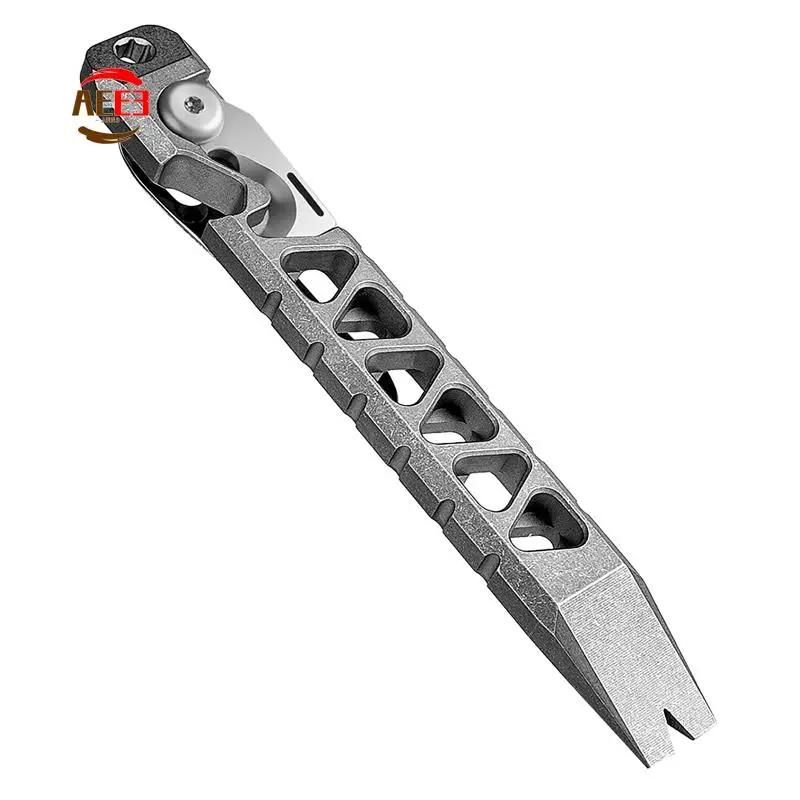 

AEE3-Titanium Pry Bar Keychain Multitool Tool Bottle Opener Keychain Outdoor Tool, Titanium Key Chain,Matte