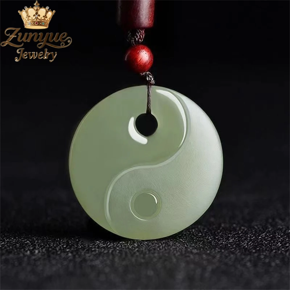 

Высококачественный натуральный нефрит Хэтянь, зеленый нефритовый кулон Багуа, роскошные качественные ювелирные изделия, изысканные модные ювелирные изделия, подвески, популярные элегантные