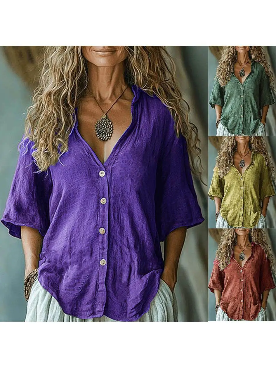 

Новый женский однобортный льняной топ Five Quarter SVE irt ort Sve Regular Fit Linen Blend Casual Busin Casual Top