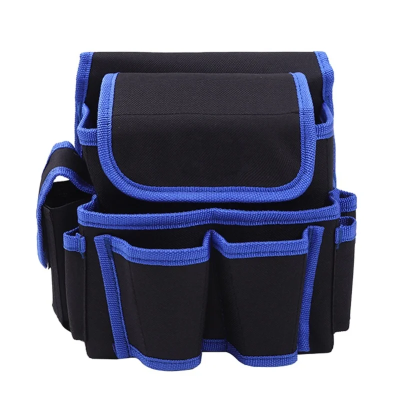 Waist Tool Bag Waterproof Oxford Cloth Multi Functional Belt Pockets Pouch For Electrician Blue