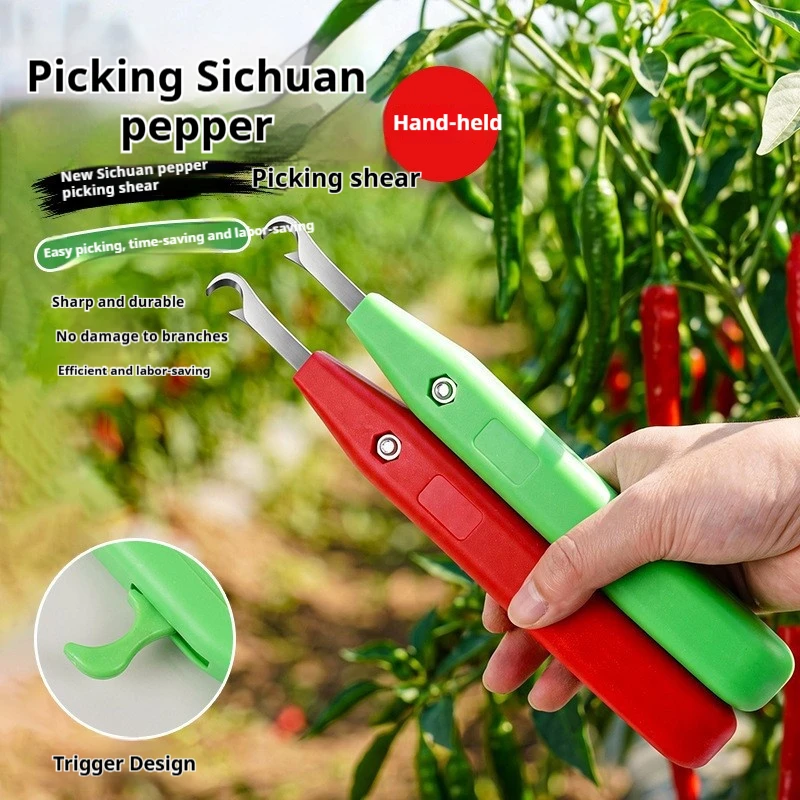 2 Pieces of Scissors in Random Colors, Pepper Picking Scissors, Hand-Held Fruit Picking Tool, Anti-Puncture Protective Scissors, New Household Harvesting and Pruning All-In-One Tool