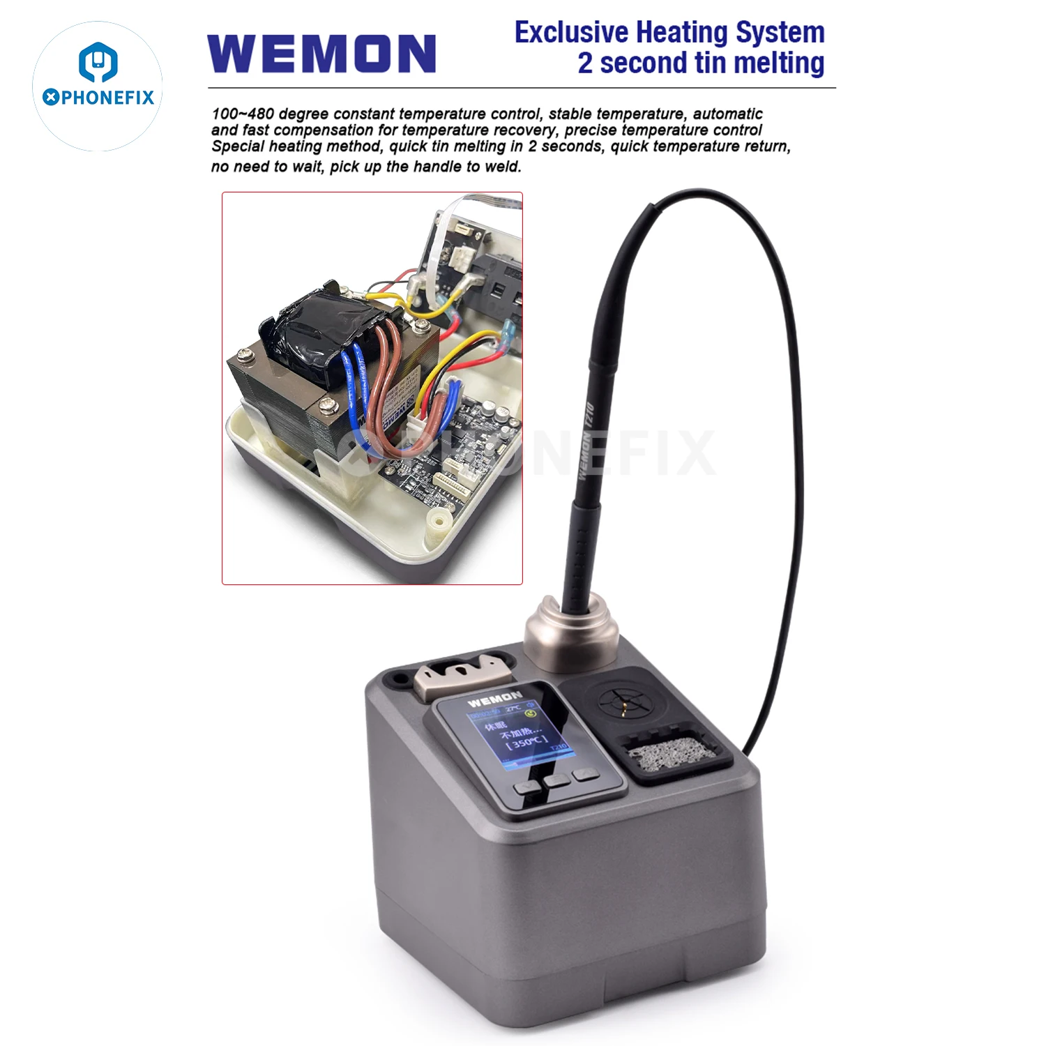 WEMON T31 High Power 120W Intelligent Soldering Station Support C115 C210 C245 Soldering Iron Handle For JBC Aixun Welding Tool