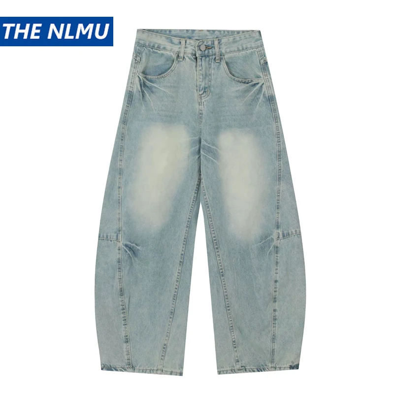 

Men Women Streetwear Washed Denim Pants 2026 Curved Wide Leg Jeans Casual Trendy Brand Trousers