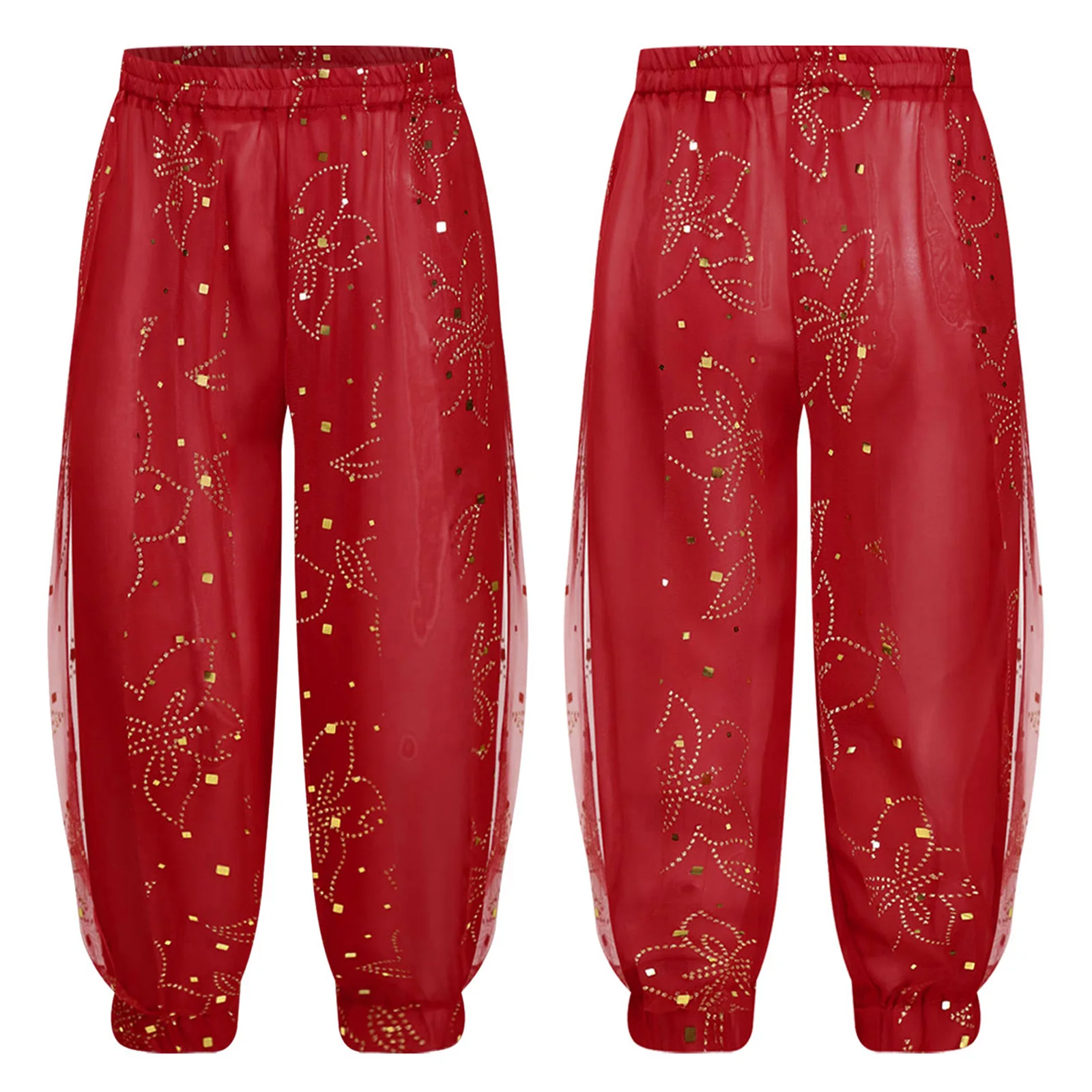 طفل الرقص الشرقي زي الفتيات سراويلي حريمي البنطلونات لامعة الأزهار السراويل القبلية العربية مرحلة الأداء بنطلون موضوع زي الحفلات