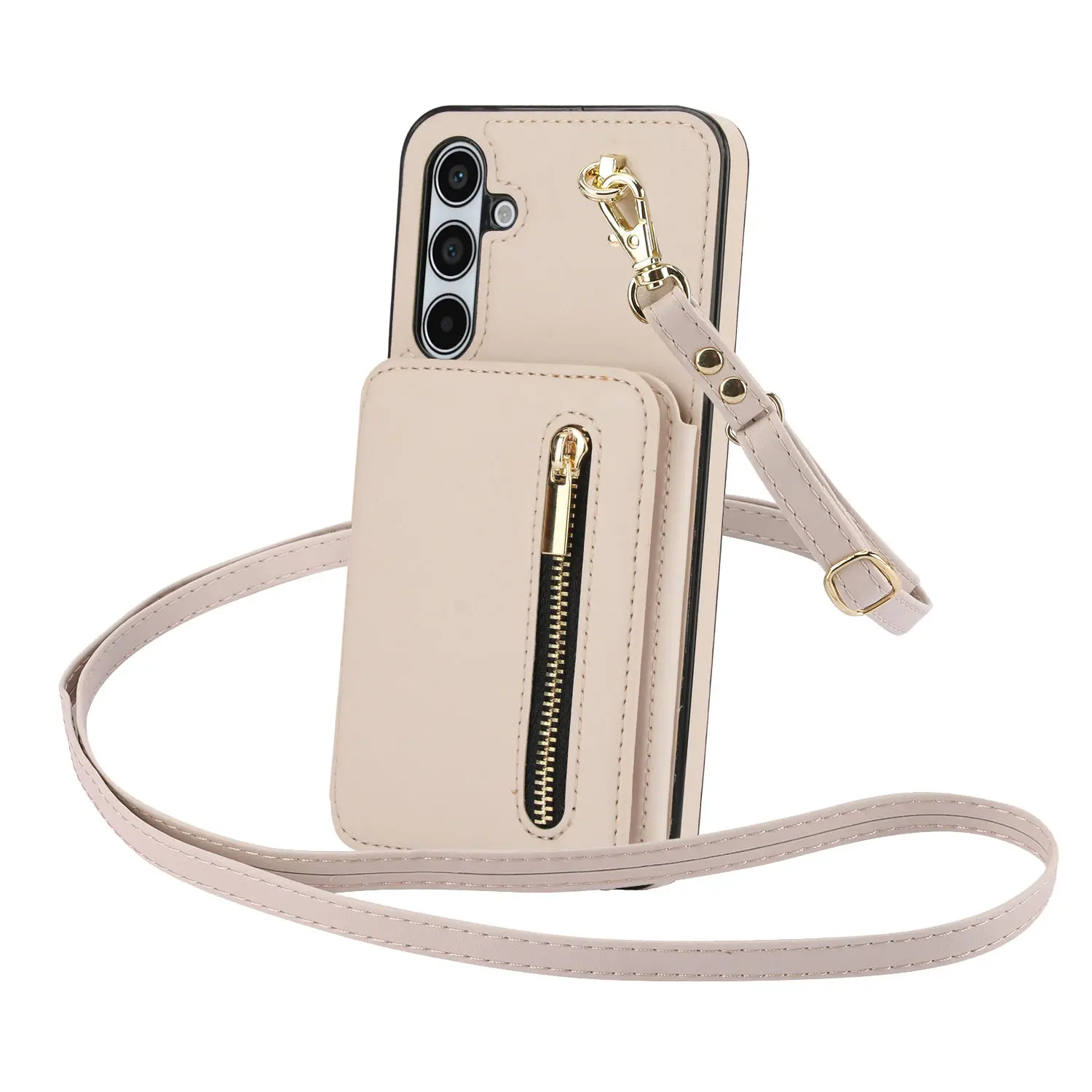 Portfel na zamek błyskawiczny do Samsung Galaxy A15/A14/A13/A55/A54/A53/A52/A51/A73/A72/A71 Etui na ramię z paskiem na kartę kredytową