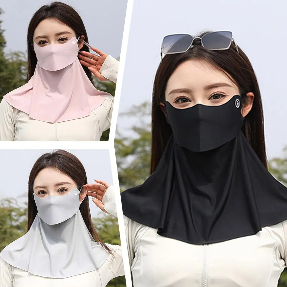 Sommer-Sonnenschutzmaske aus Eisseide für Damen, UPF50+, Anti-UV-Sturmhaube, Schal, Outdoor, Radfahren, Wandern, 360° ° Gesichts- und Halsbedeckung – Detail 4