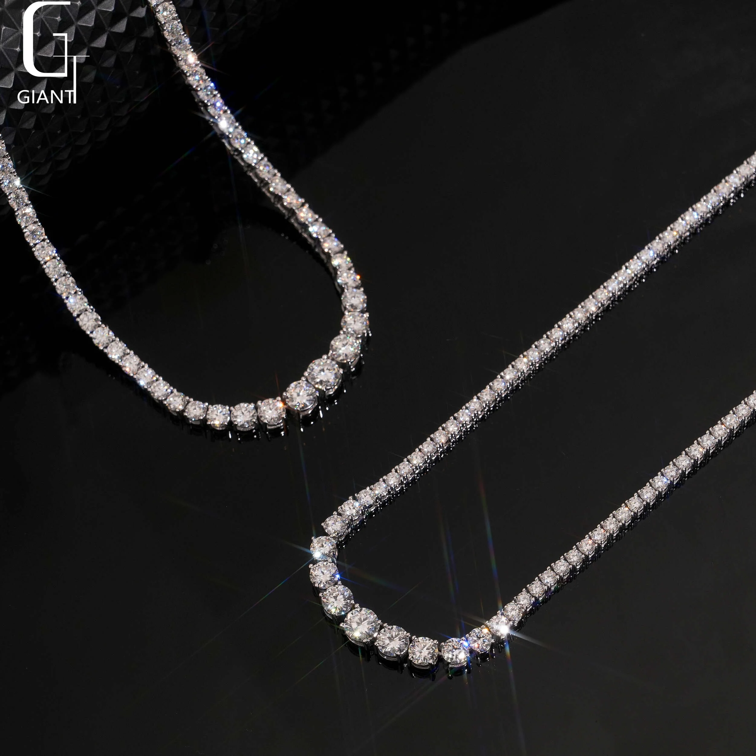 Ship Ready to Hip Hop 925 Silver Moissanite 3mm4mm Tennis Chain Iced Out Moissanite Tennis Chain Past Diamond Test with GRA.