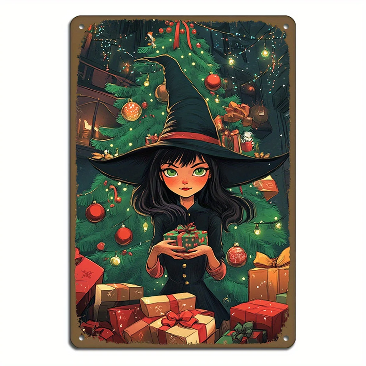 Vintage Christmas Tree ป้ายโลหะเหล็ก 8x12 นิ้ว Vintage Wall Art เหมาะสําหรับ Home และ Cafe ตกแต่งภาษาอังกฤษง่ายแขวน