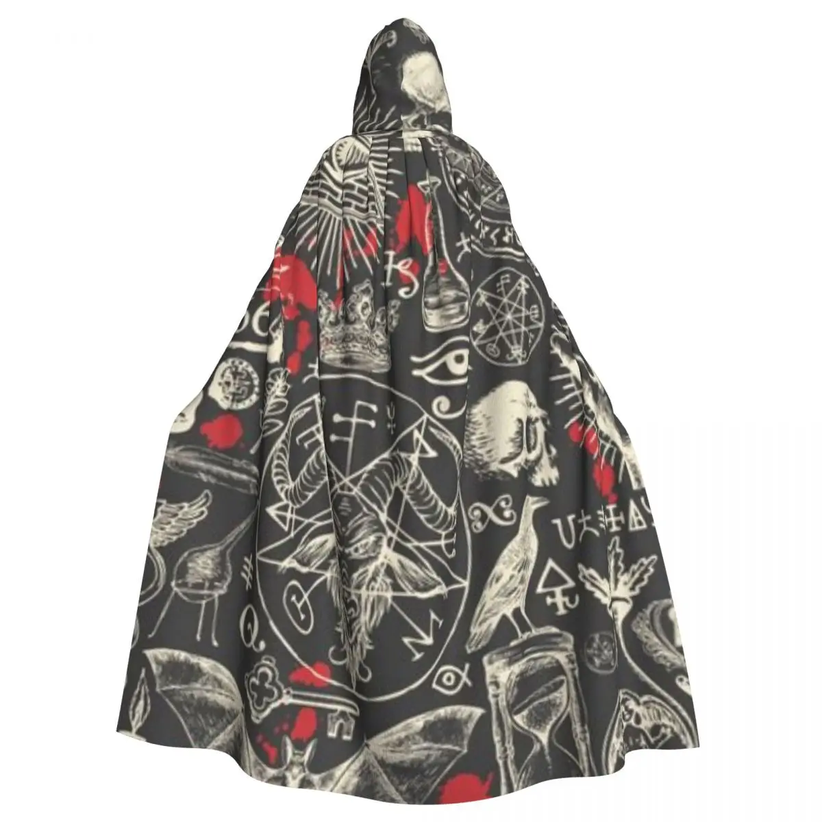 Adult Cloak Cape Hooded Retro Occultism And Freemasonry Medieval Costume Witch Wicca Vampire Elf Purim Carnival Party