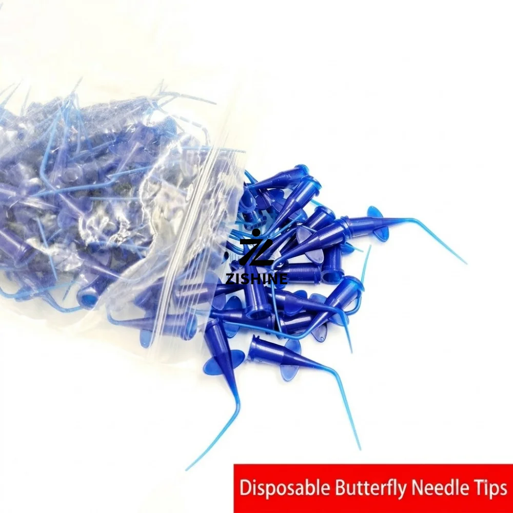 100Pcs Dental Endodontic Irrigation Needle Tips Butterfly Curved Root Canal Syringe Tip 0.25mm 0.35mm Clinic Lab Tool