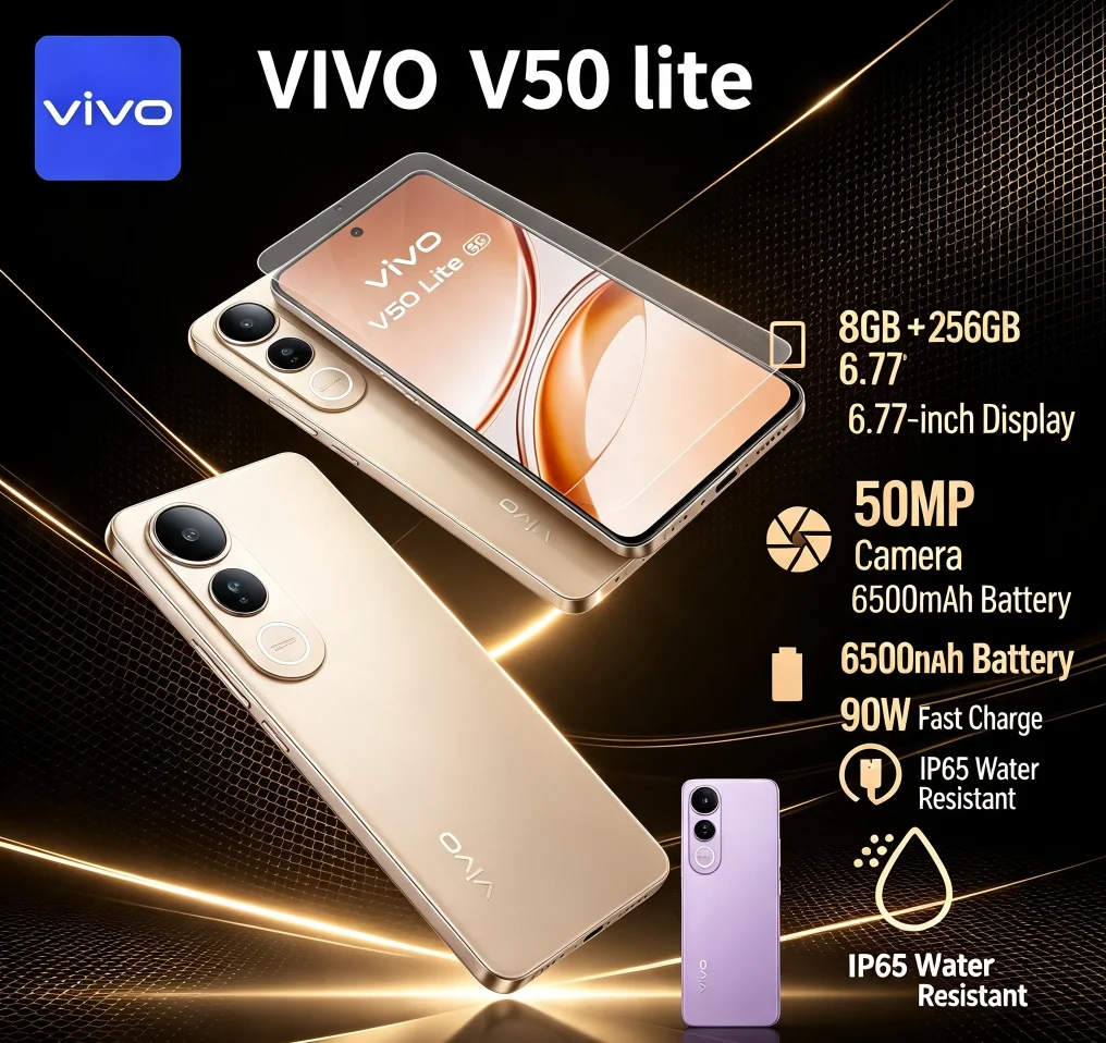 New Arrival 2026 VIVO V50 Lite Global Unlocked Smartphone 6.58'' Full Screen Display 8GB 256GB Memory Dual 64MP HD Camera