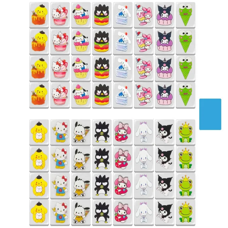 30mm Sanrio Mahjong Tiles Hello Kitty Seaside Escape Game Tiktok Popular Double Play Party Puzzle Toy Kawaii Mahjong Juego Gift