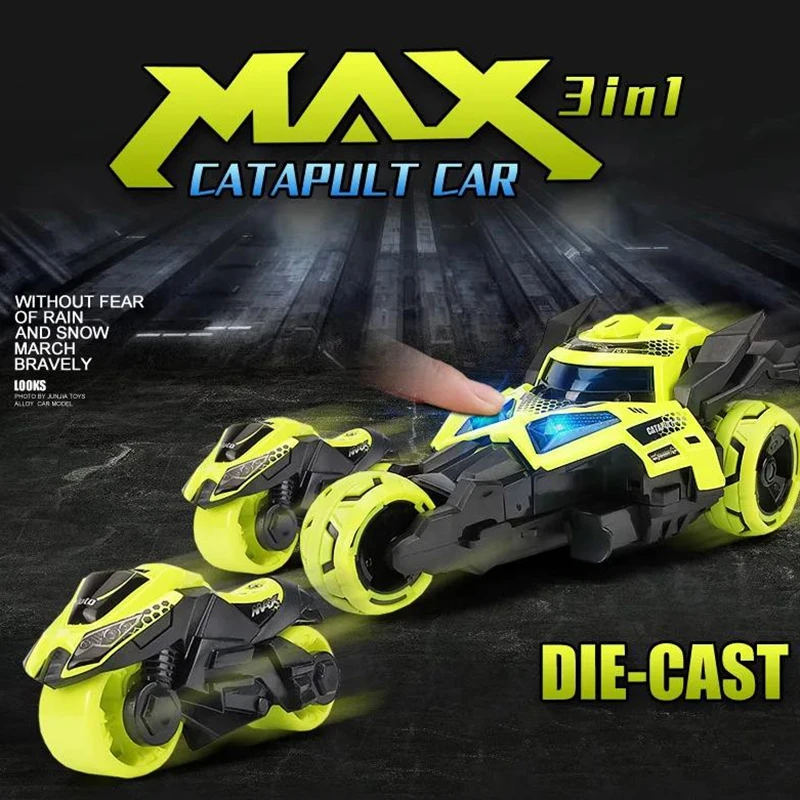 1:32 3 en 1 catapulta Boomerang coche de aleación de simulación con sonido ligero cuatro ruedas de alta velocidad juguetes para tirar hacia atrás para niños regalo