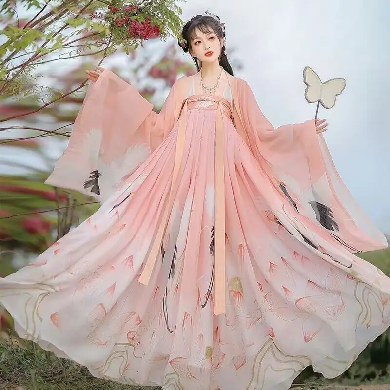 

Temperament Elegant Fairy Hanfu Women's Chinese Traditional Cosplay Costume Tang Dynasty Stage Dance Costume Red And Pink Hanfu