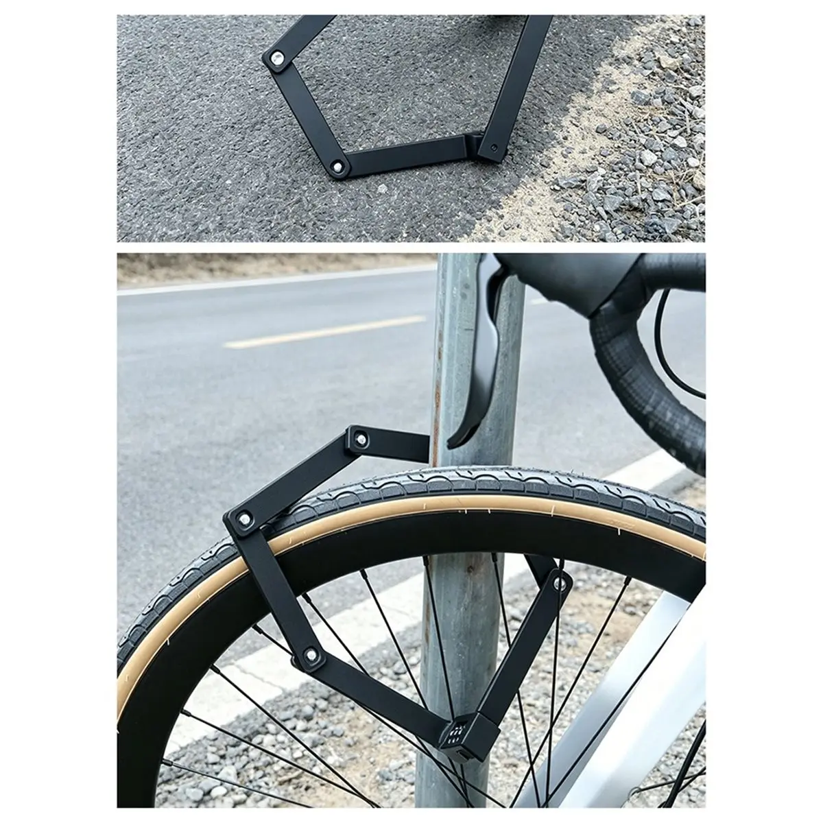 Bike Fold Code Lock,3 Digit Combination Folding Lock Anti-Saw Protection, Protective Shell, Compact Mount