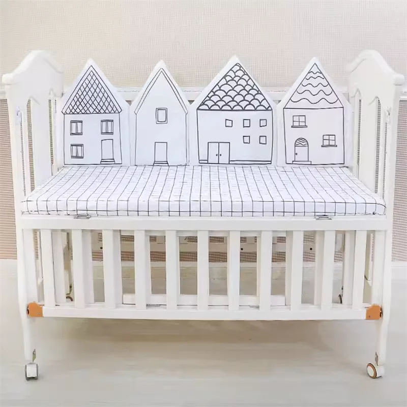 Simple Ins Style House Shape Baby Bed Bumper Children\'s Cotton Cartoon Decorative Bed Surrounder All Seasons Newborn Bed Bumper