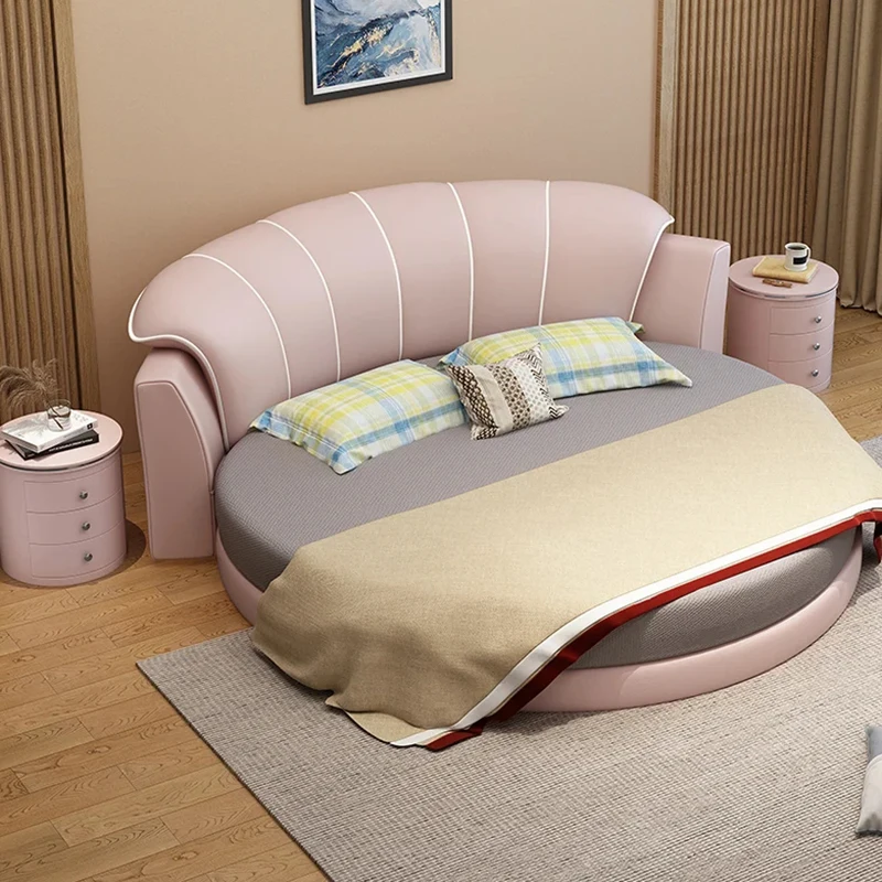 Modern Beauty Frames Bed Round Custom Master Luxury Floor Bed Design Sleeping Girl Muebles Para Dormitorio Nordic Furniture