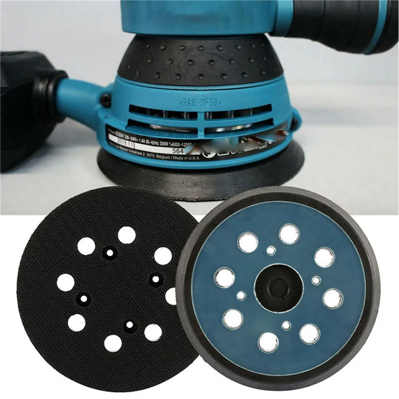 2Pcs 8 Holes 125Mm Hook Loop Sanding Backing Pad For Orbital Sander Disk Discs Porter Cable Backup Stick On Pad-ABGL