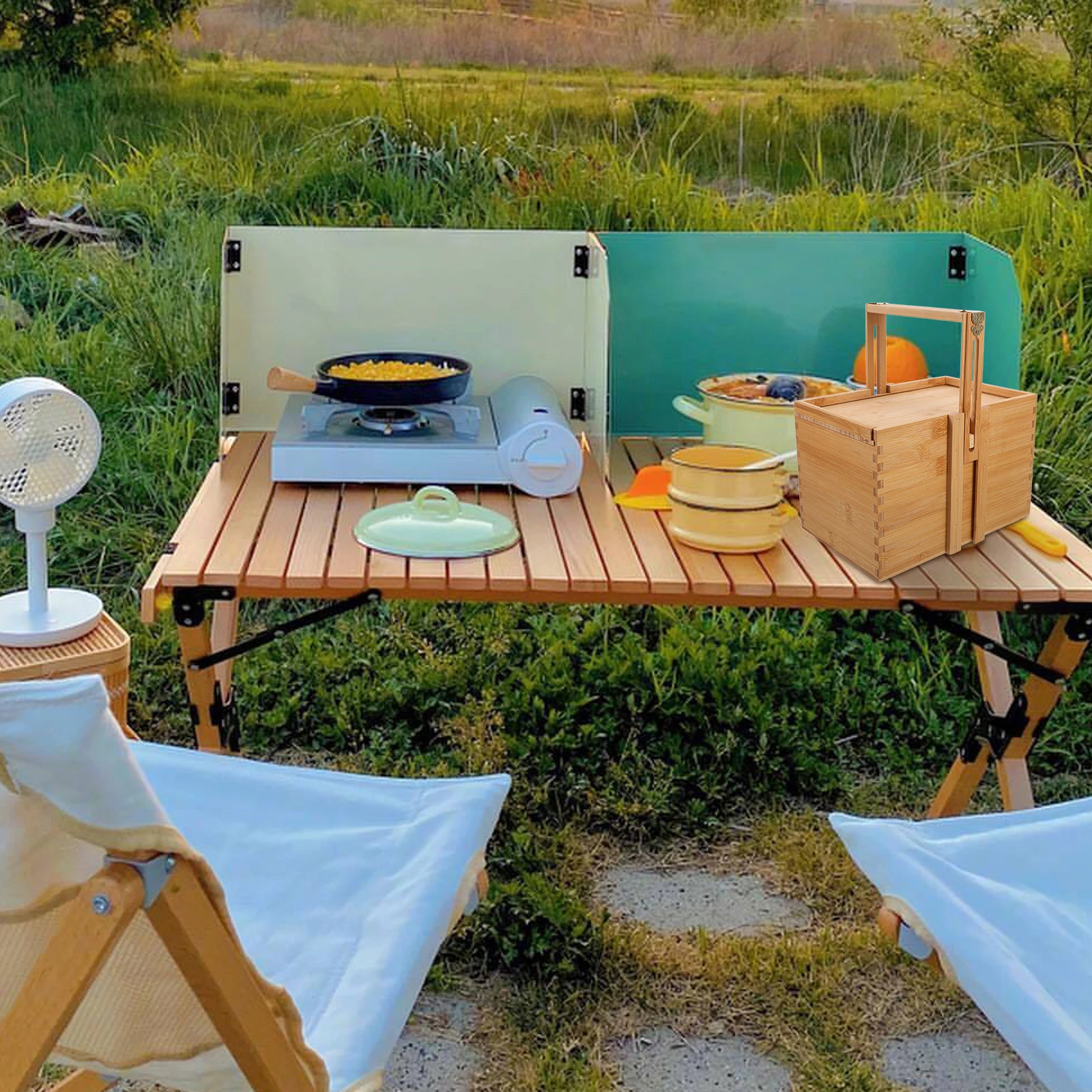 

Bamboo Storage Basket With Adjustable Handle Picnic Fruit Gift Basket For Household Kitchen Outdoor Tea Egg Food