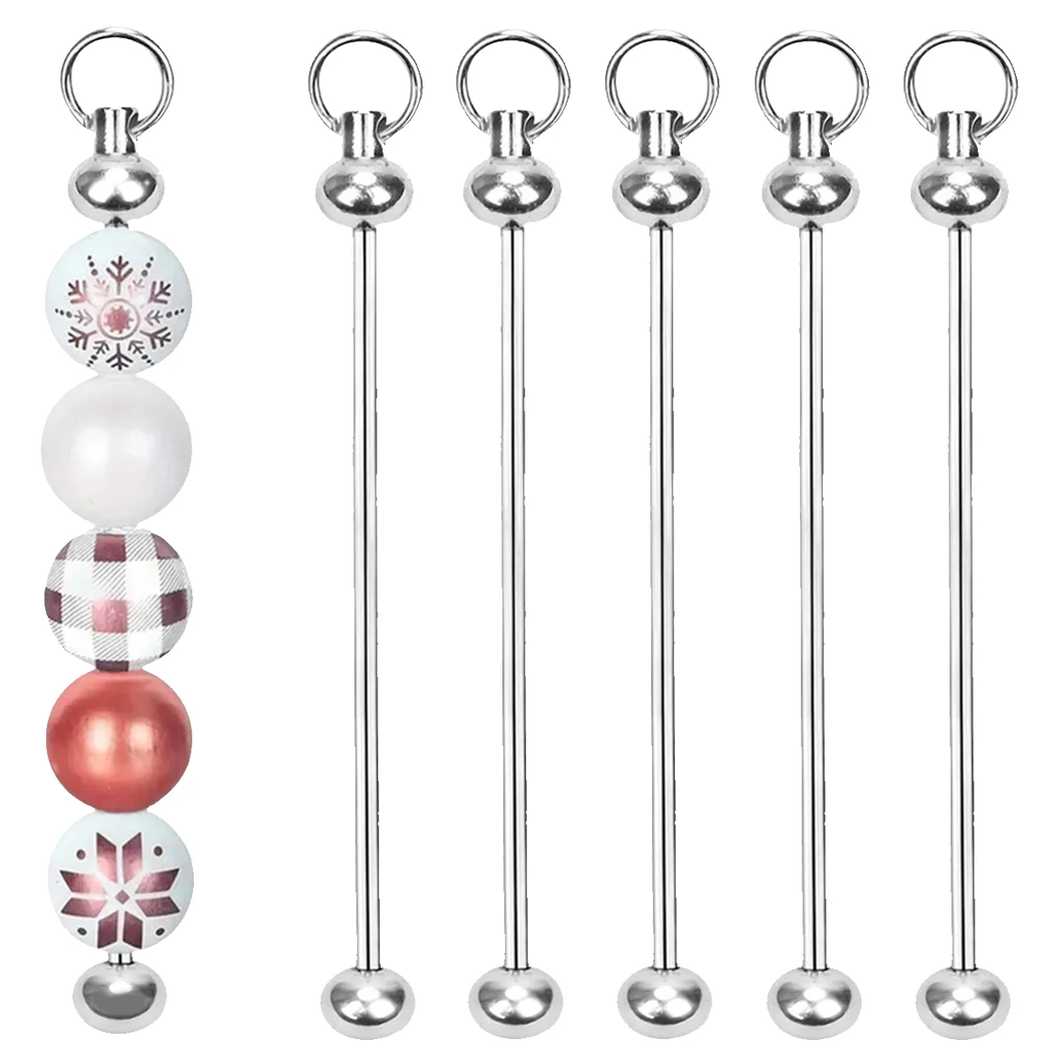 8/16 Stück Perlenbare Metallrohlinge für DIY-Bastelarbeiten, Perlen-Schlüsselanhänger-Set, Taschenanhänger, Geldbörsen-Schlüsselanhänger, Rucksack-Ornament, Geschenke