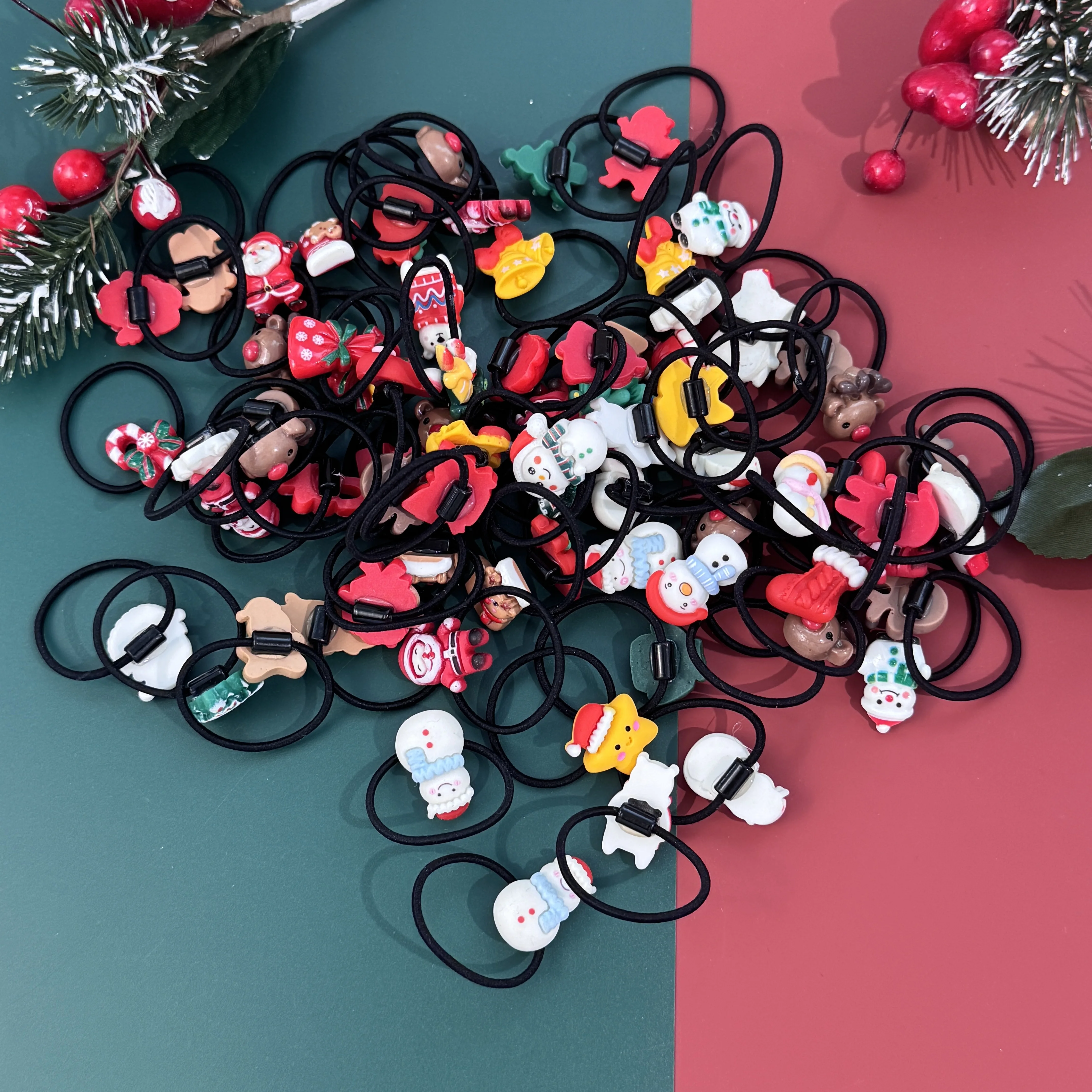 10/20/30PCS Cartoon Weihnachten Haar Krawatten Stirnband Mädchen Party Haar Gummibänder Kinder Weihnachten Pferdeschwanz Halter haar Zubehör