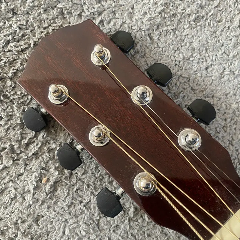 J413 Slightly Imperfect Folk Guitar - 41-inch Mahogany Top, 20 Frets, Brand Label Removed, Ideal for Practice