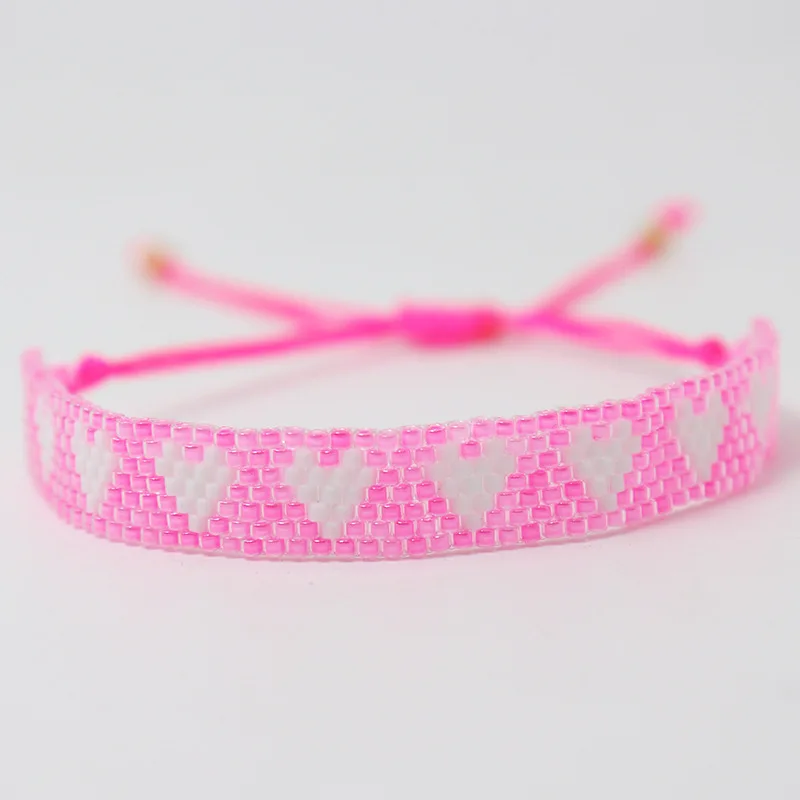 ZGMXR Rice bead bracelet Heart Originality Bohemia Design Gradient color Hand knitting Adjustable Fashion  Beaded bracelet