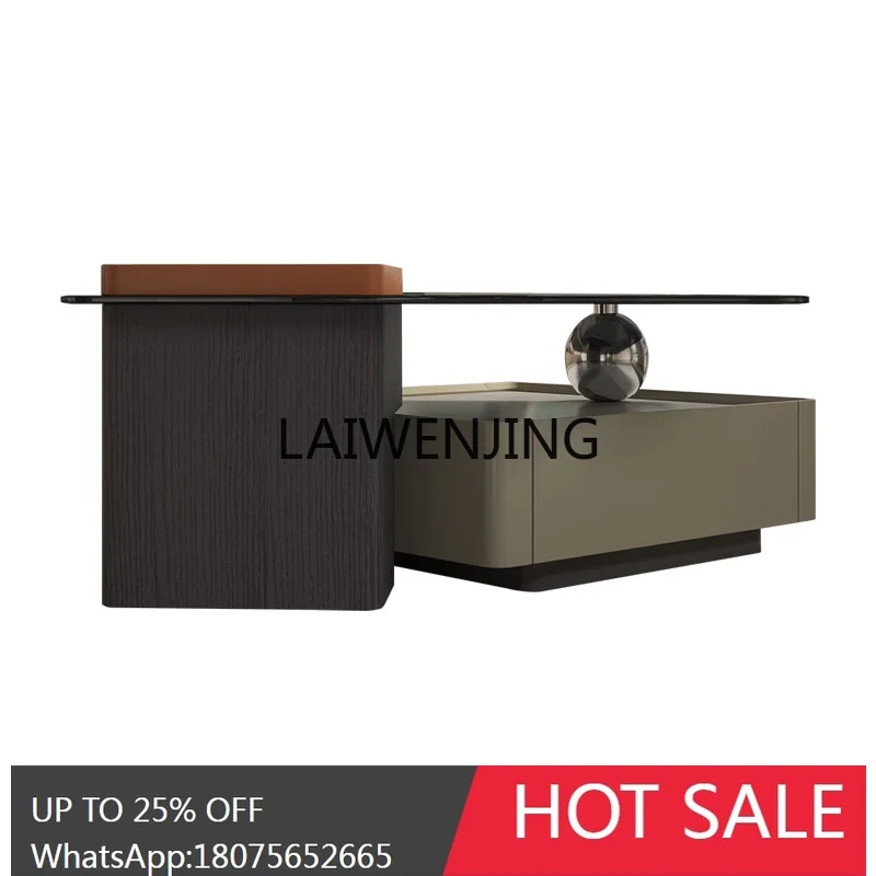 simple glass geometric coffee table combination small apartment designer Internet celebrity minimalist decoration