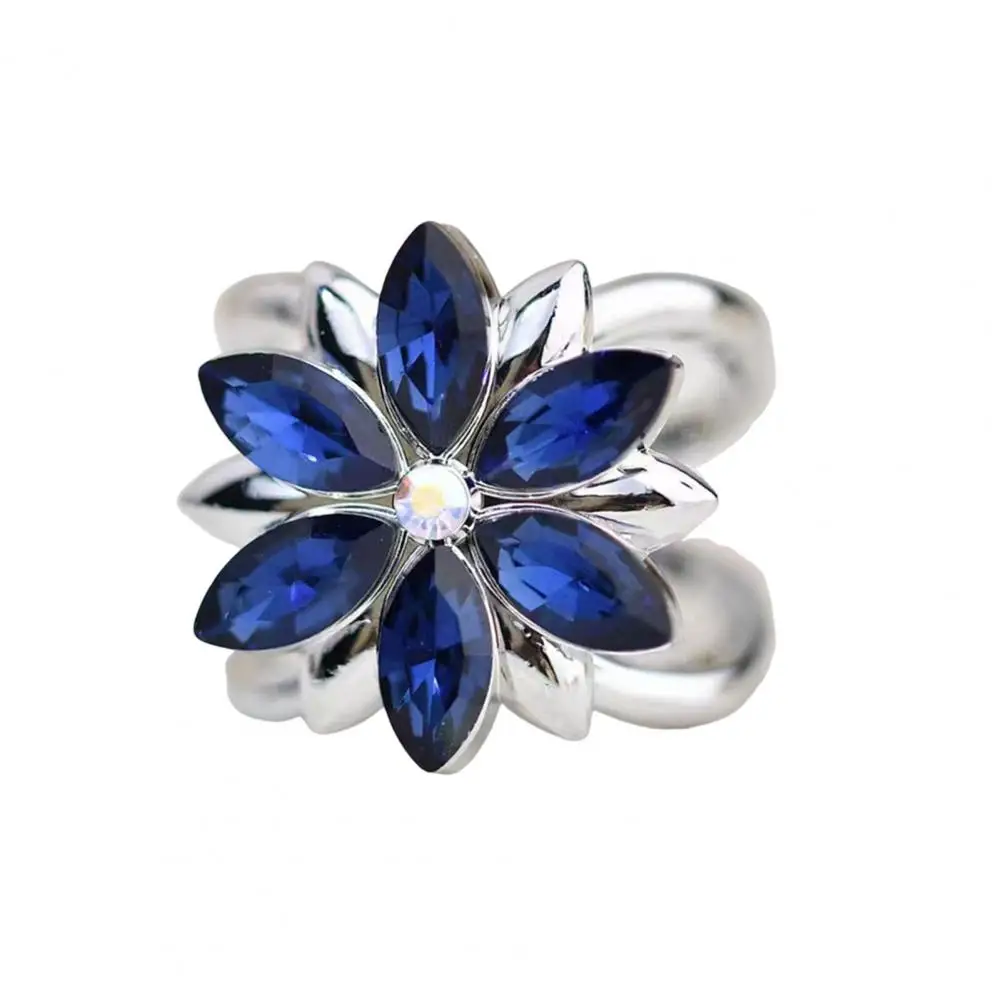 Rhinestone Flower Silk Scarf Ring Women T-shirt Tie Clip Clothes Corner Knotted Button Shawl Scarves Ring Clasp Slide Buckle