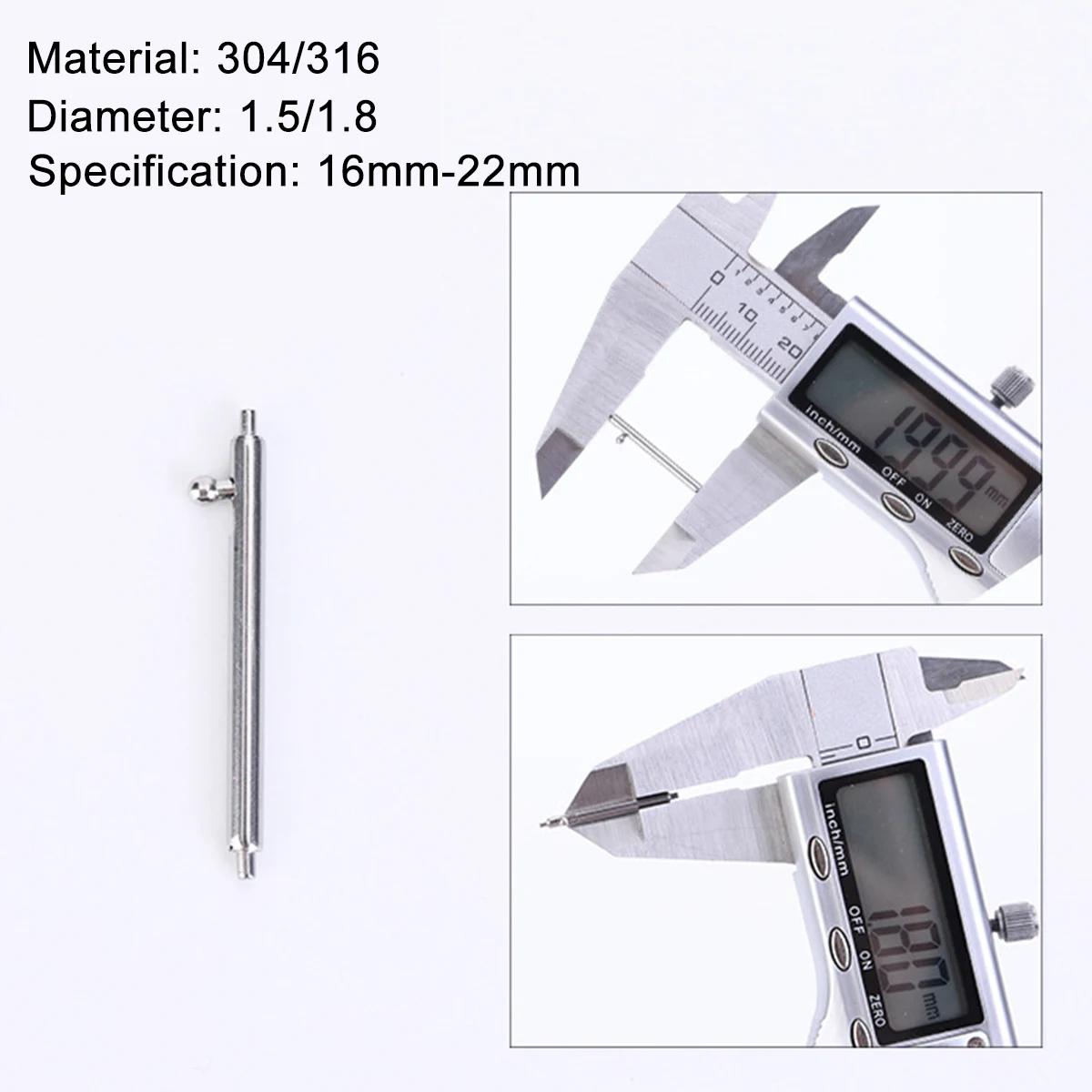 20 من دبابيس التحرير السريع ، قطرها ، من من من من من خلال إنشاء ، ~ ، للساعة الذكية 16/18/20/22 ، مفتاح الأذن من الفولاذ المقاوم للصدأ ، دبوس الأذن الخام ، شريط الأدوات