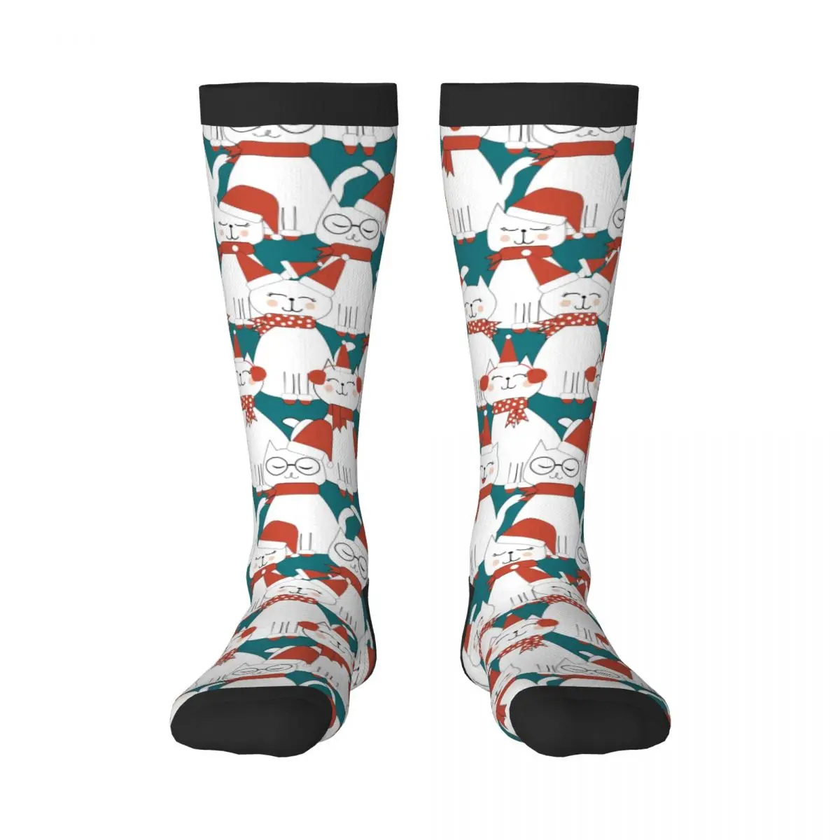 

Knee Long Stocking Cute Santa Cats Adult Socks Stockings