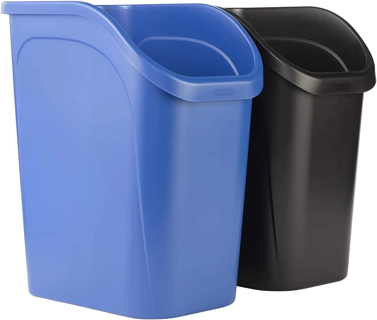

2-Pack Under-Sink Trash Cans, Blue and Black for Recycling/Waste, 9.4-Gallon, Fits Kitchen/Bathroom/Office