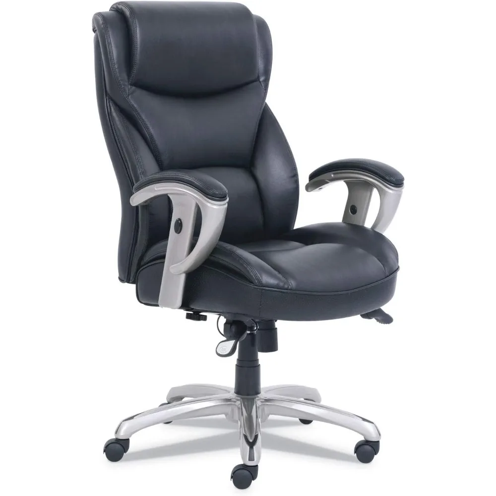

Emerson Big and Tall Task Chair, Supports Up to 400 Lb, 19.5" to 22.5" Seat Height, Black Seat/Back, Silver Base