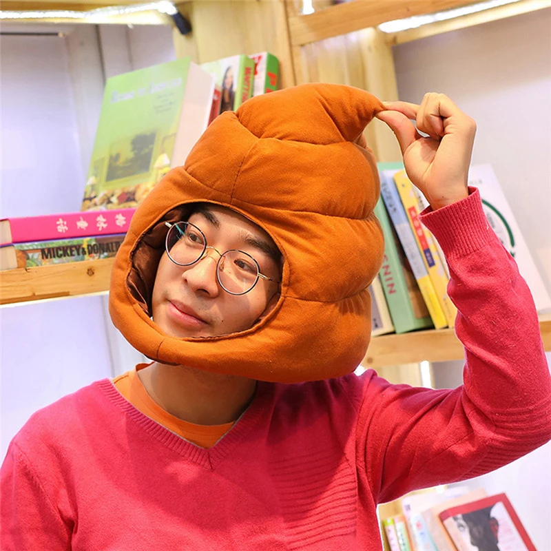 Gorro de Peluche con Forma de Caca Creativa y Divertida, Juguete de Peluche, Gorro Completo, Regalo Broma, Accesorios para Fotos de Fiesta de Cosplay