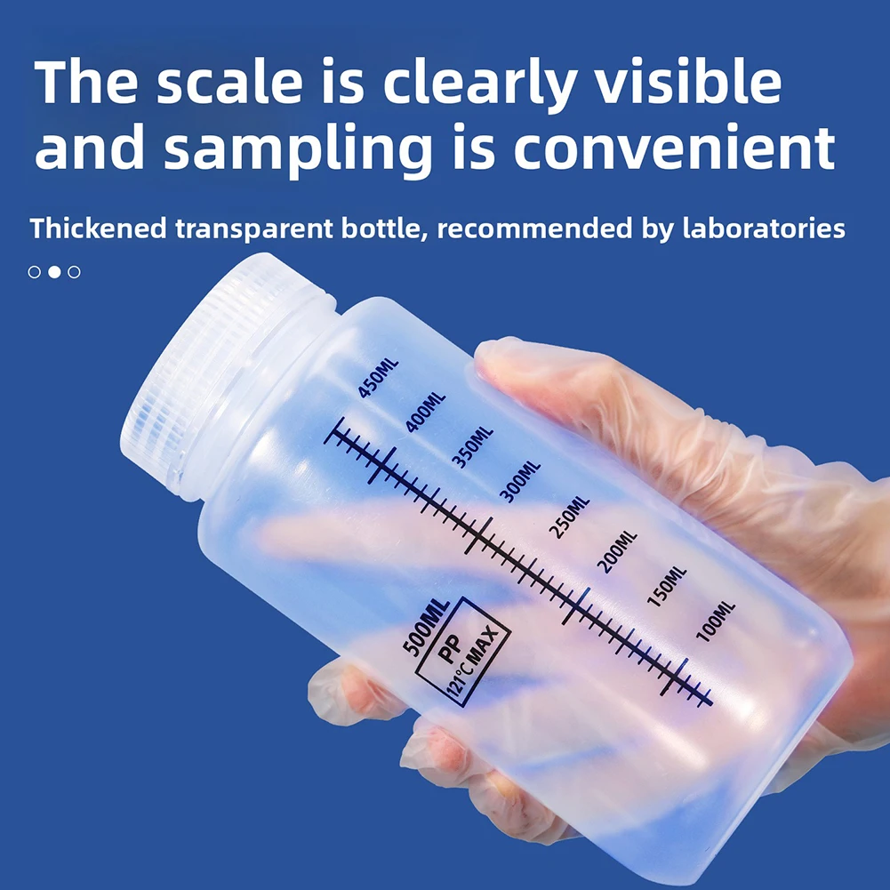 Wide Mouth Plastic Bottles,Graduated Food Grade PP Container Jars for Water Sample Lab Reagent Liquid PP Containers Storage Jar