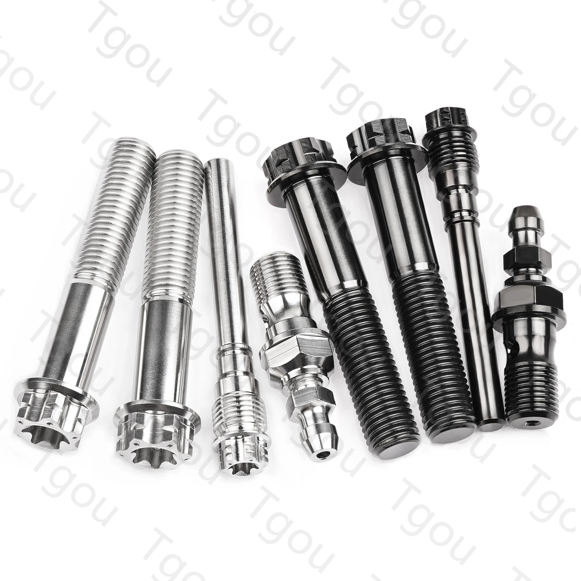 Tgou Titanium Bolt Motorcycle P1.25/1.5 Waterfowl Hex/Flowerhead Edition 4-Piece M10x55 Flange Screws Set