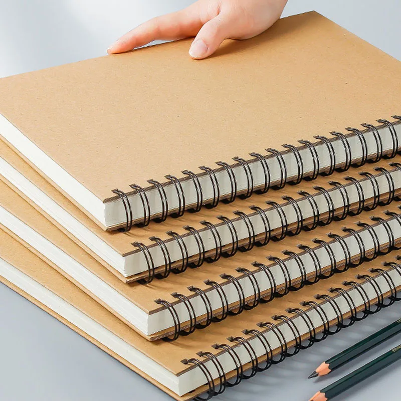 Art Sketchbook 160GSM Kraft Paper Spiral Coil Book Office School Supplies Drawing Notepad Stationary 32K/A5/16K/A4/8k/A3/4K