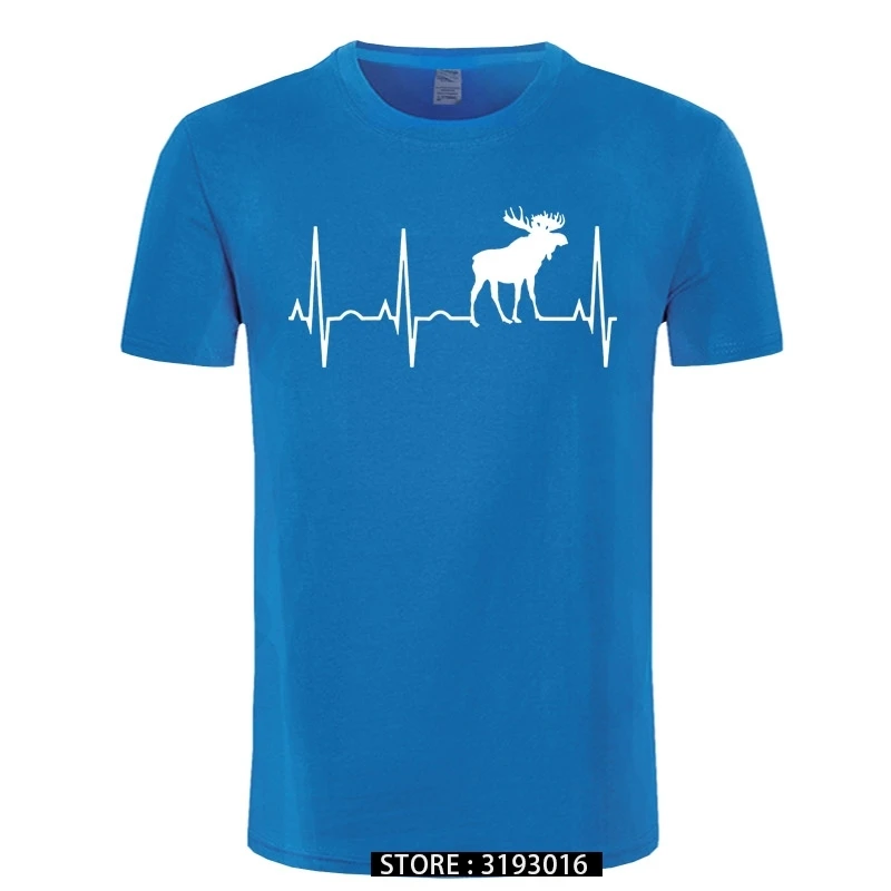 Moose Heartbeat Shirt For Moose Lovers Moose T Shirt Summer Men's Short Sleeve T-Shirt Funny Tees Cotton Tops T Shirt image 5