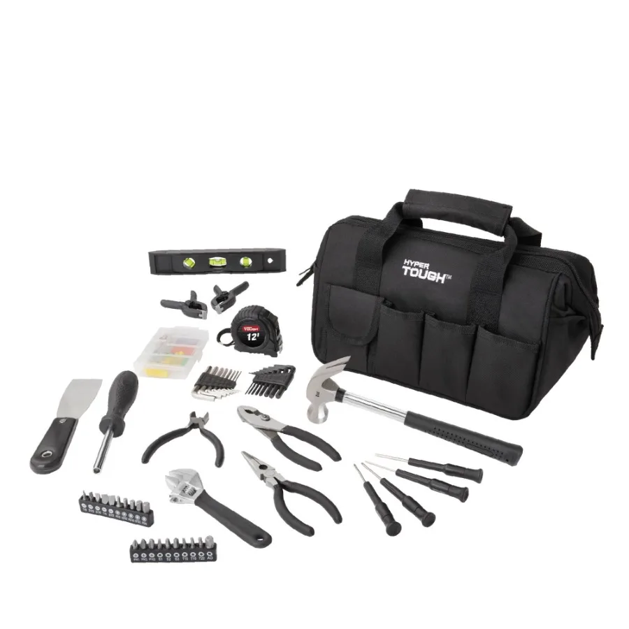 

89-Piece Black Household Tool Set with 12-Pocket Durable Nylon Tool Bag for Home Repair, DIY Projects, and Maintenance Compact,